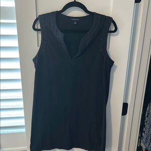 Lands' End Black Gray Sleeveless Mini Dress